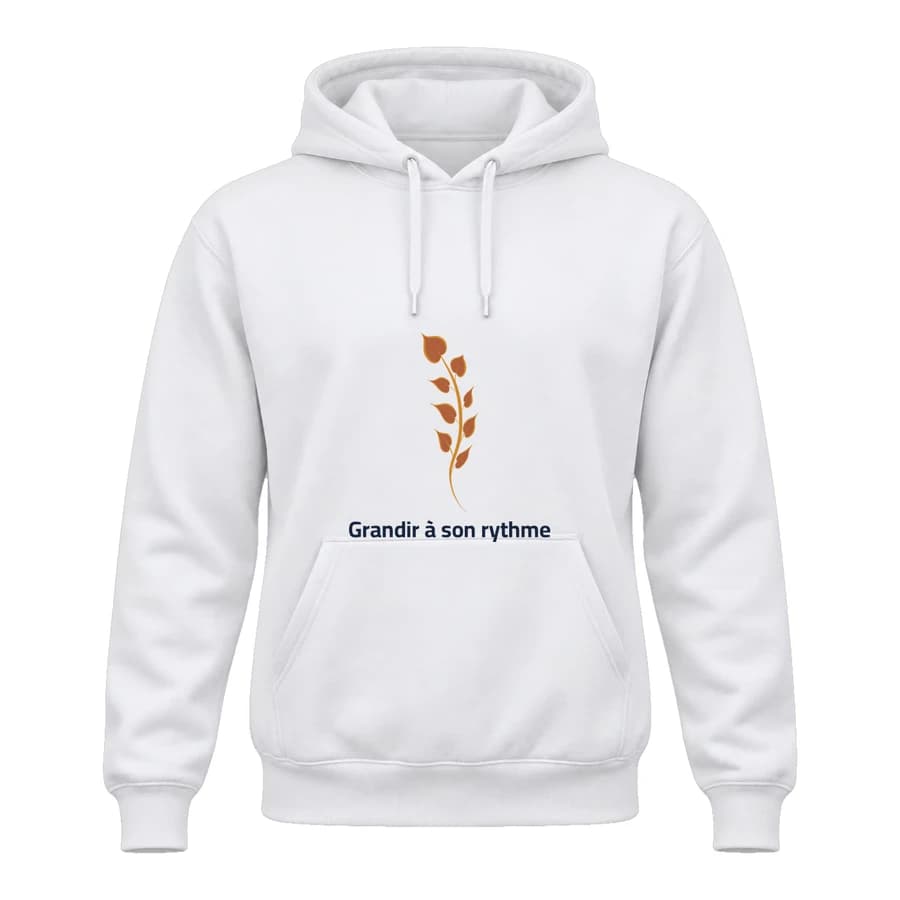 Hoodie — Feuillage · Jardin secret — الأمام — أبيض